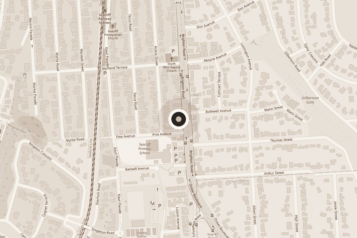 Map showing Evolve at 673 Brighton Road, Seacliff, between Bothwell Avenue and Thomas Street